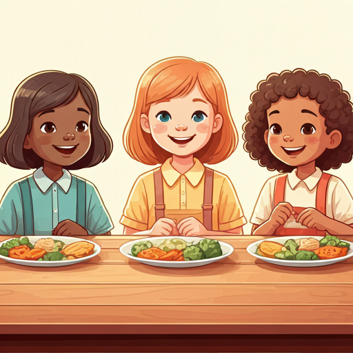 Enfants dans une cantine